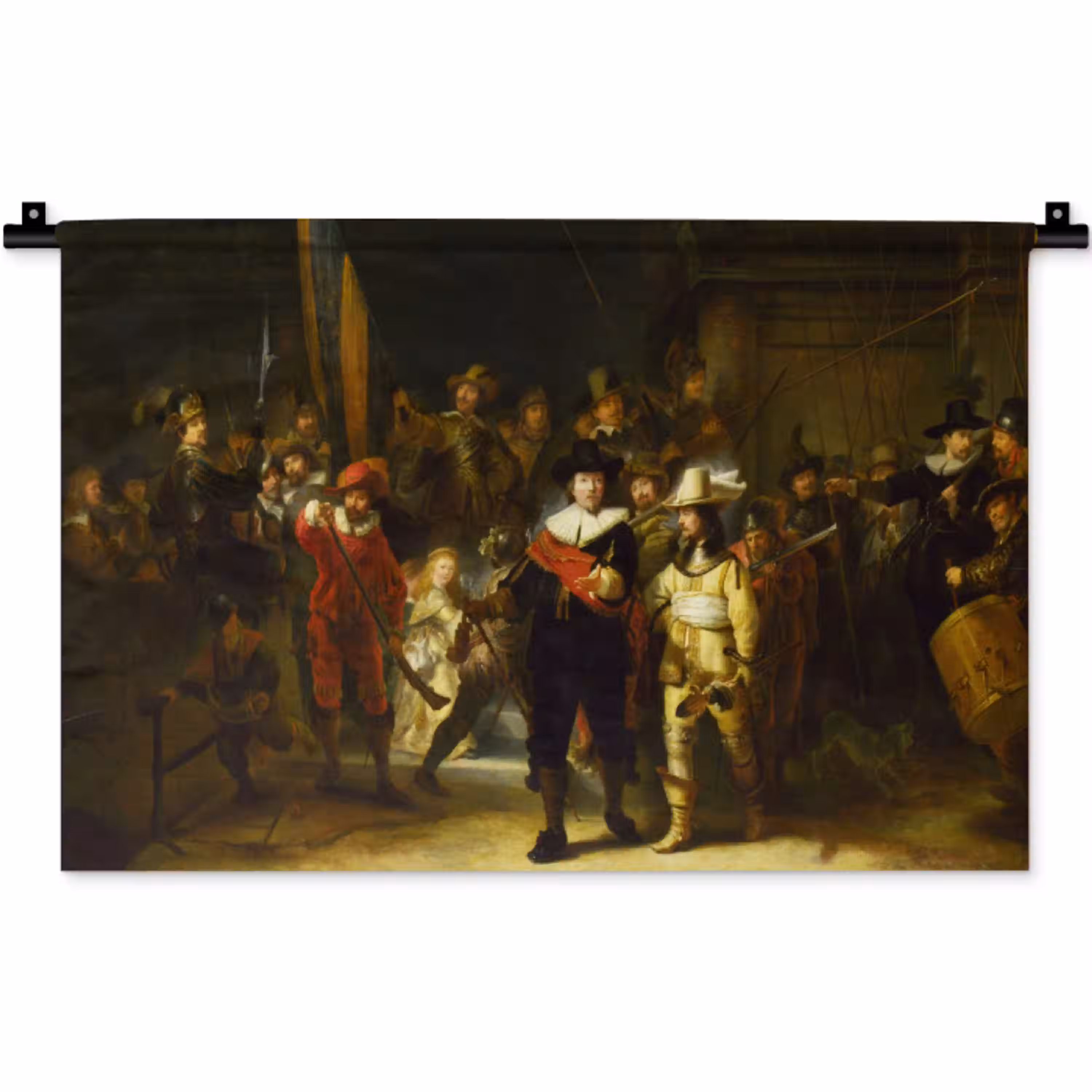 De Nachtwacht - Rembrandt van Rijn Wandkleed katoen klein -zz3d