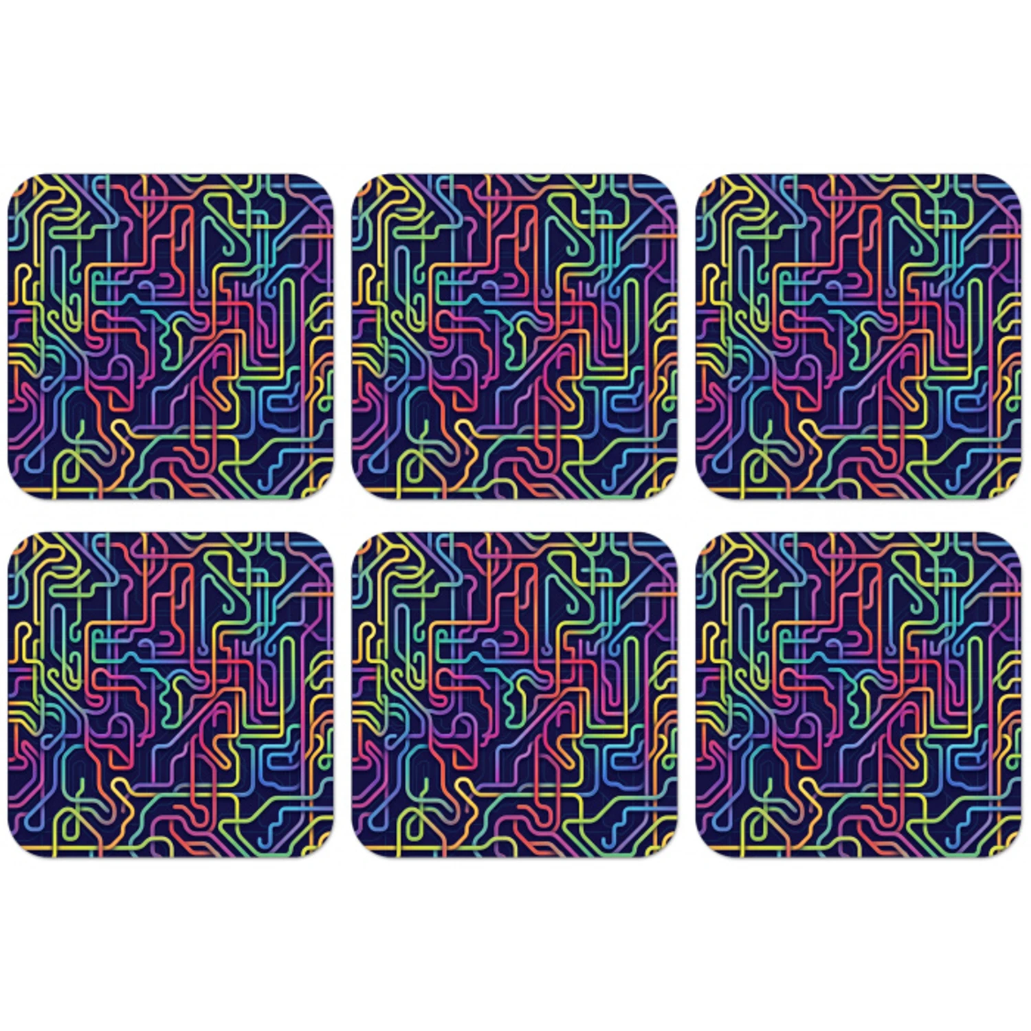 Retro - Abstract - Neon onderzetter kurk middel -zkaufland3dotto