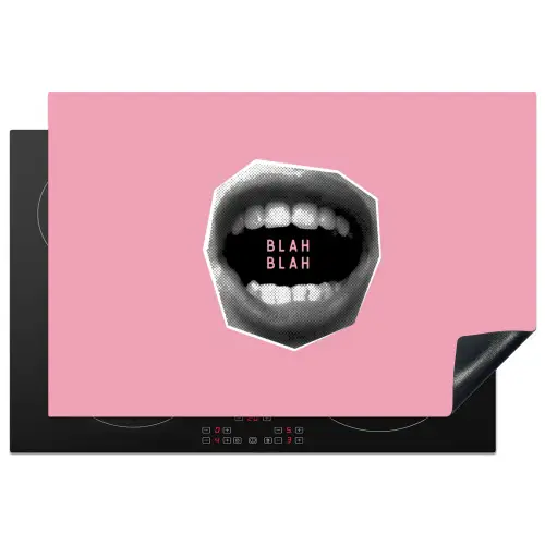 Mond - BLAH BLAH - Roze Inductie beschermer vinyl 3mm klein -3d
