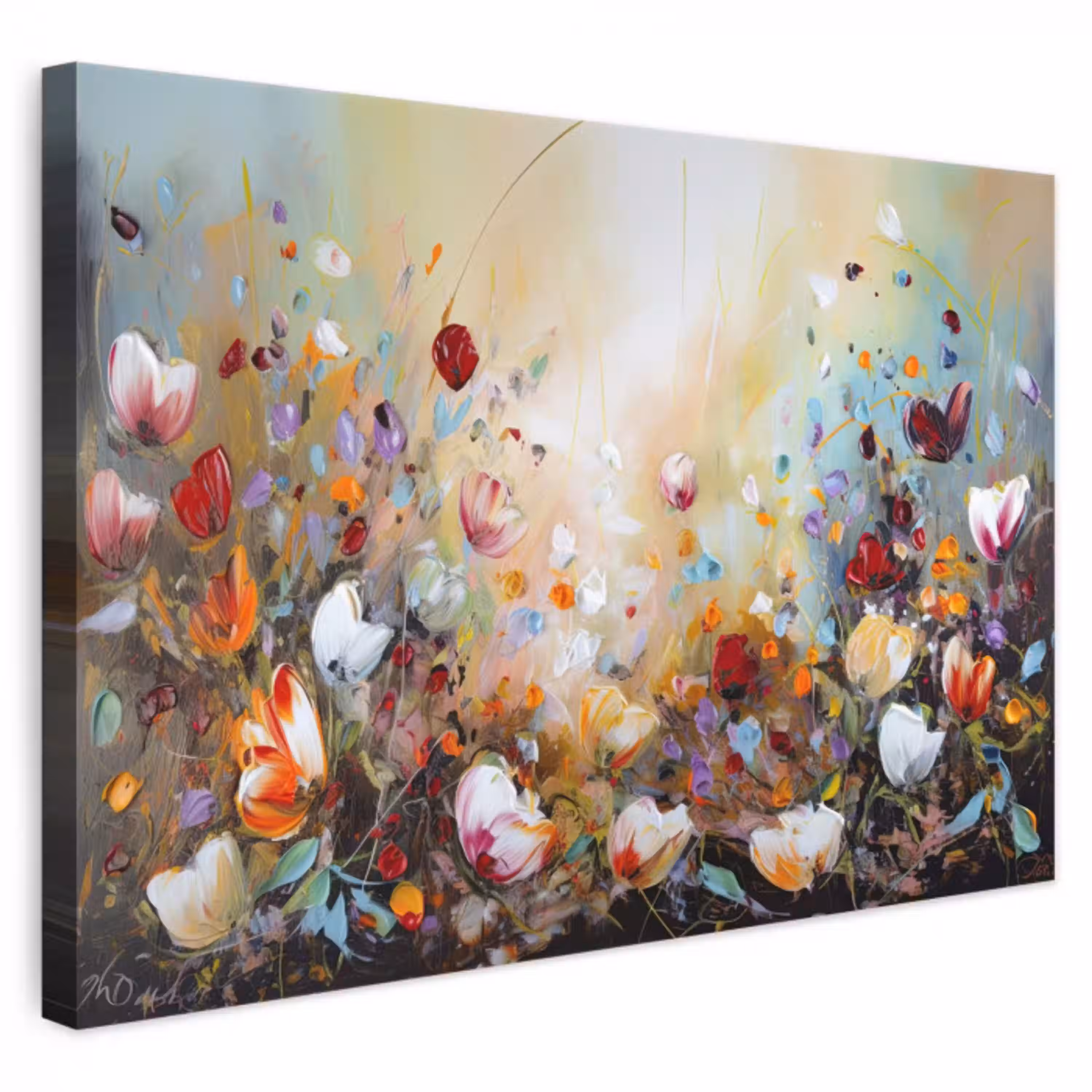 Olieverf - Bloemen - Kleurrijk - Natuur canvas 2cm klein -3d