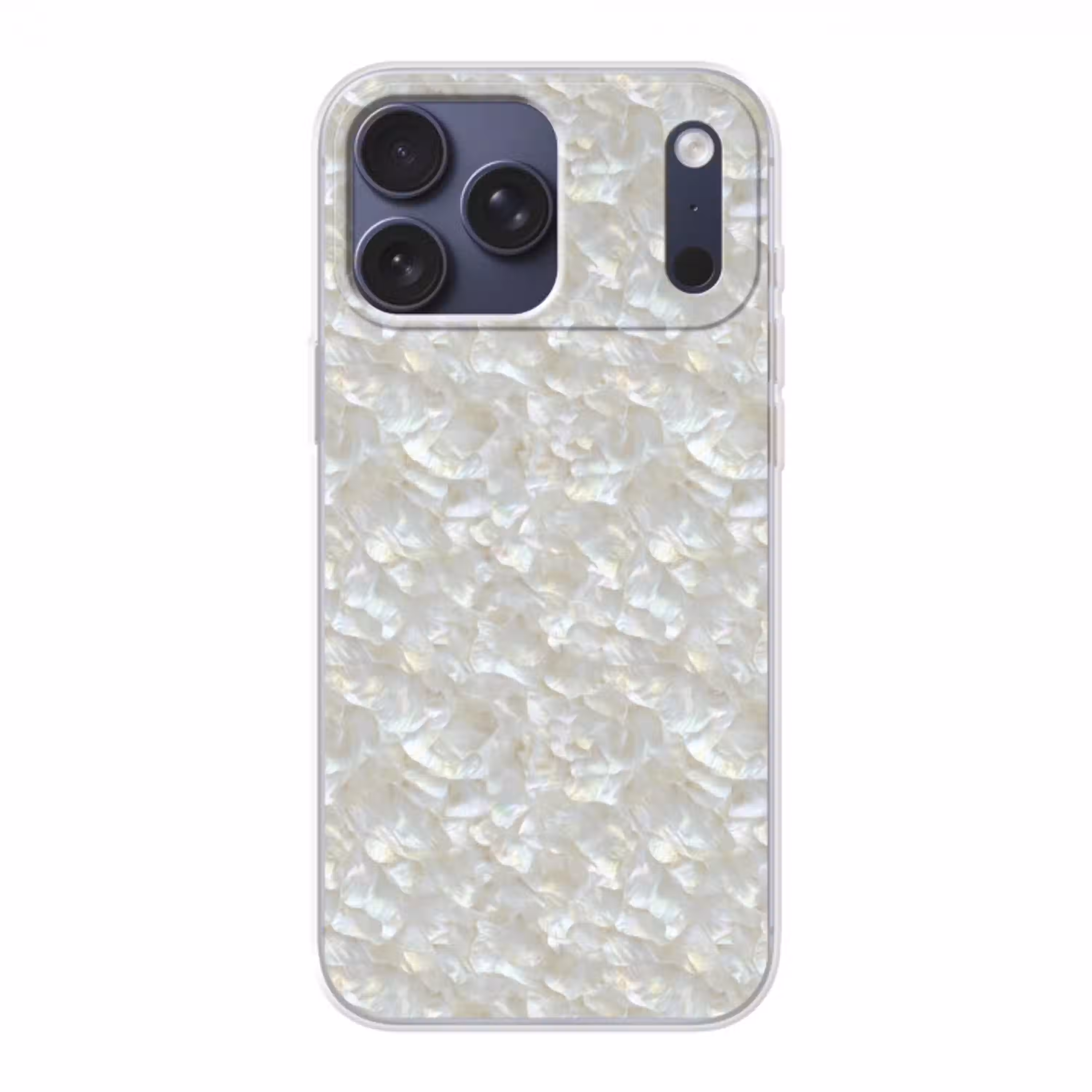 Parelmoerglans - Wit - Schelp Telefoonhoesje iPhone 17 Pro Max klein 879 -3d
