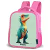 Stoere dino met grote ogen Kinderrugzak - Roze middel -schuin