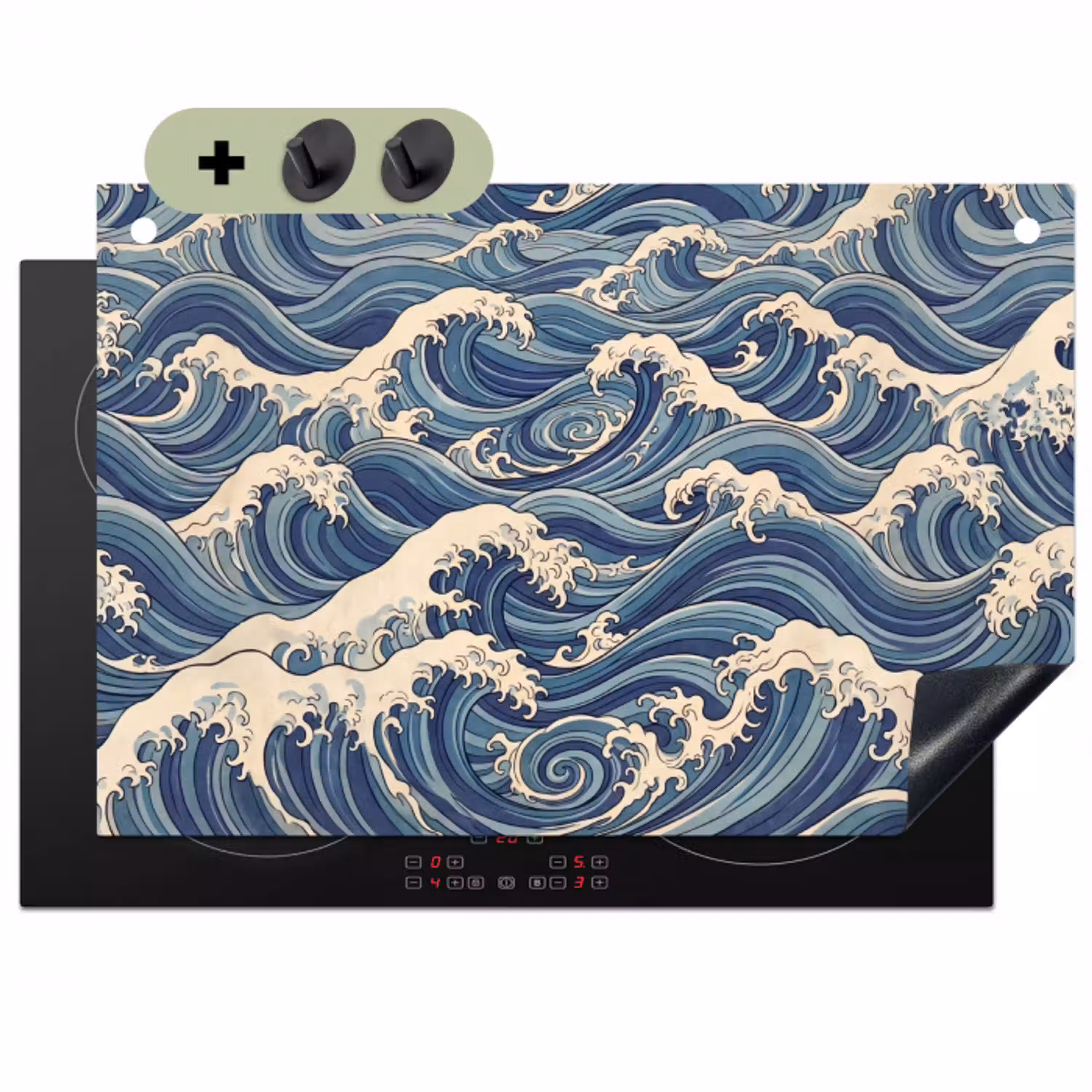 Golven - Zee - Natuur - Abstract - Blauw Inductie beschemer met haakjes klein -3d