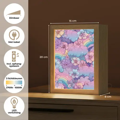 Regenbogen - Bloemen - Kleurrijk - Wolken Light Box met kabel klein -USP_NL