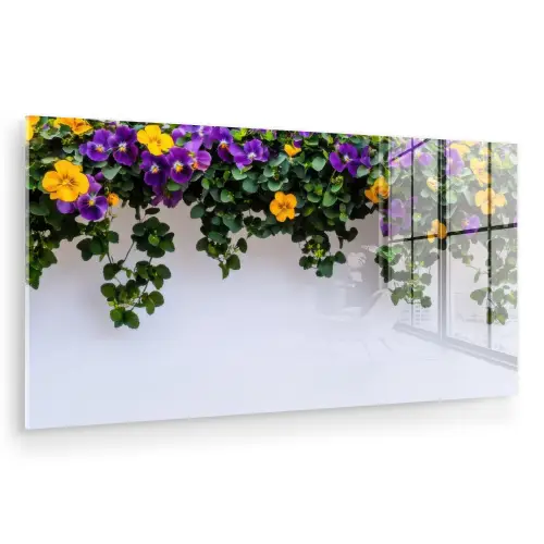 Bloemen - Muur - Geel - Paars plexiglas 5mm klein -zzzproduct_nieuw