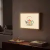Oranje - Theepot - Bloemen - Bladeren Light Box met batterij (Wandlamp) middel -sfeer1