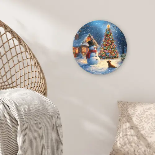 Kerstwonder - Winteravond - Kleurrijk Wandcirkel kunststof plaat 5mm dik klein -sfeer5