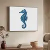 Zeepaardje - Staart - Blauw Textielframe zwart klein -sfeer3
