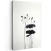 Bladeren - Zwart - Lotusbloem - Minimalitisch Tuinposter op houten frame 2 cm dik klein -3d