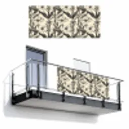 Klassiek - Botanisch - Zwart - Beige Balkonbeschermer Duitsland klein 596 -3d