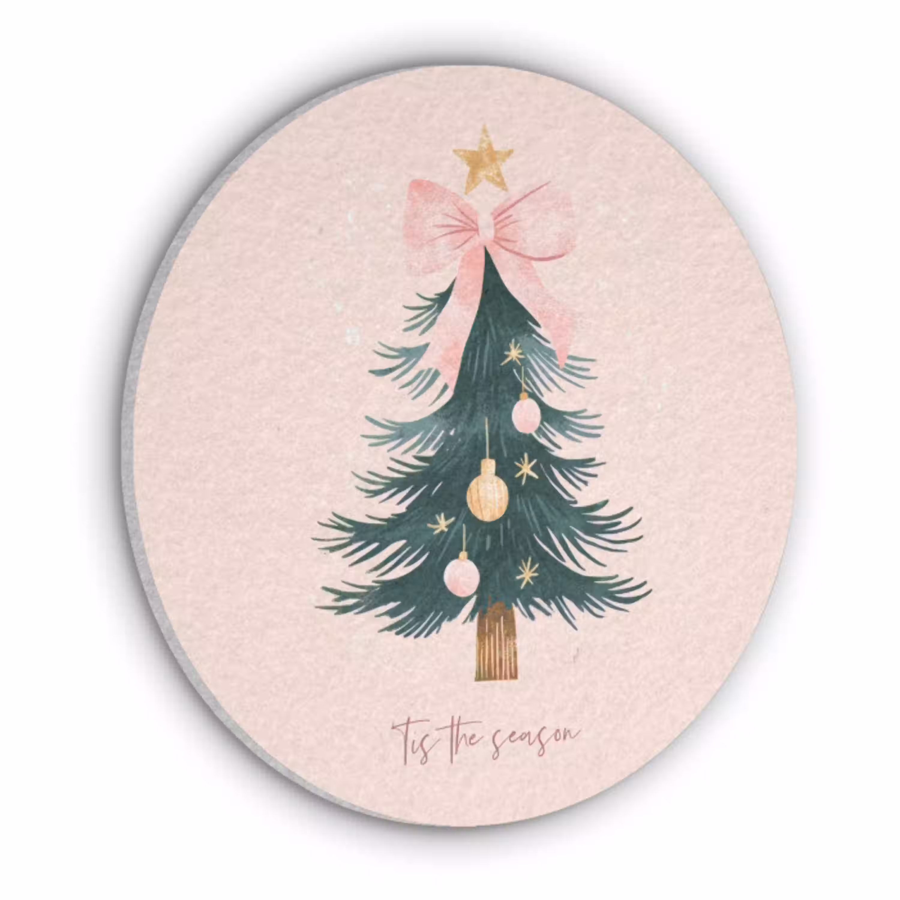 Christmas Season - Kerst - Kerstboom - Roze Akoestische PET Vilt - Rond klein -3d
