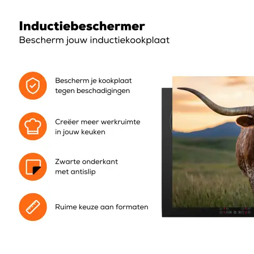 Longhorn - Landschap - Zonsondergang Inductie beschermer vinyl 3mm klein -zzzzzzz-td-ups