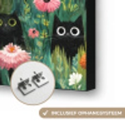 Katten - Bloemen - Kleurrijk Textielframe zwart klein 947 -USP_ophangsysteemNL