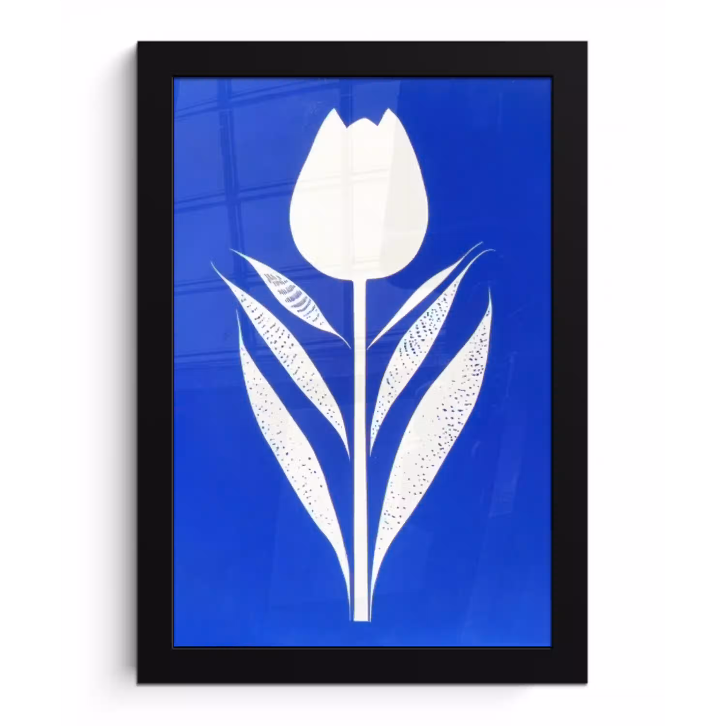 Tulp - Minimalistisch - Bladeren - Wit fotolijst zwart zonder passe partout klein -3d