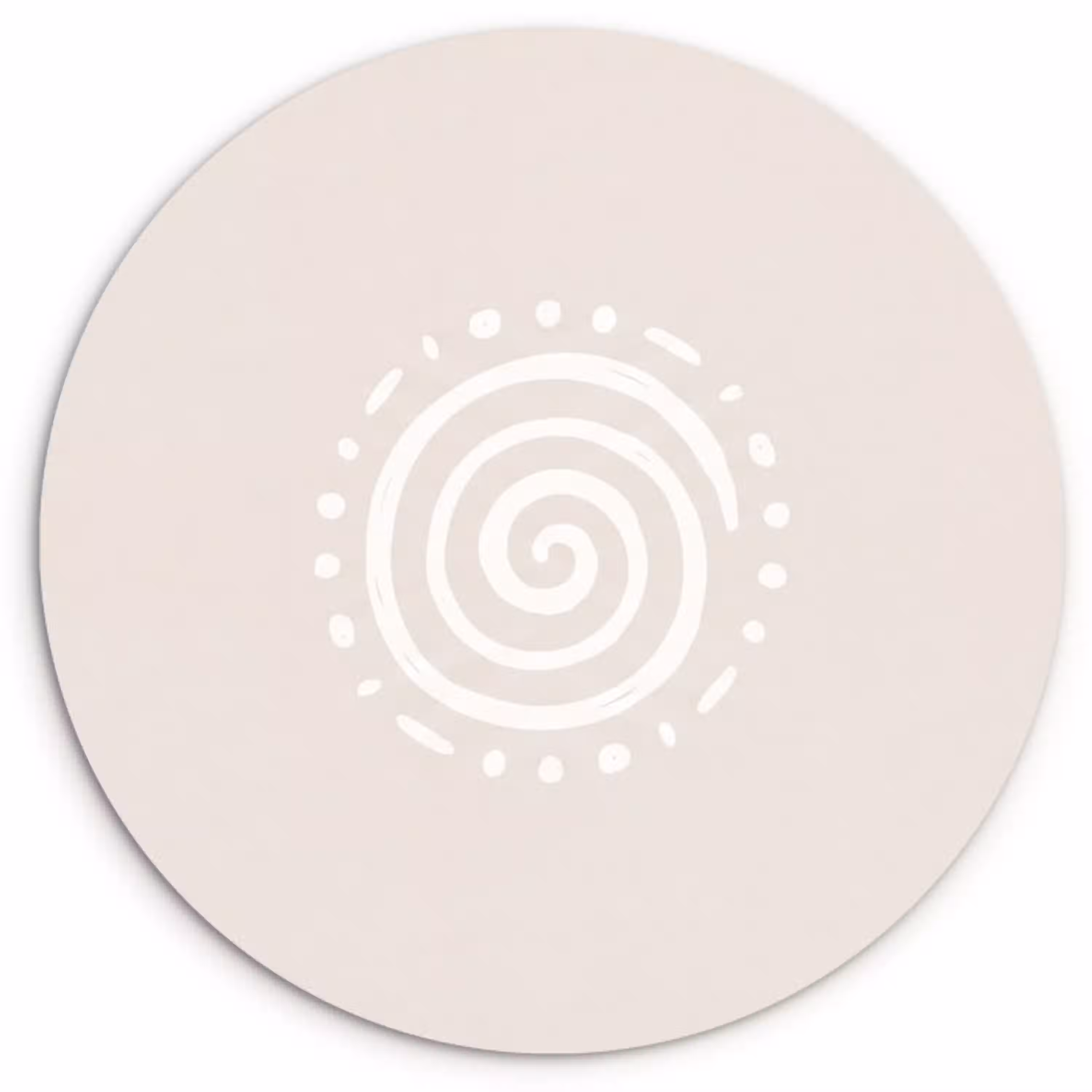 Symbool - Spiraal - Abstract - Minimalistisch - Beige Wandcirkel kunststof plaat 5mm dik klein -3d