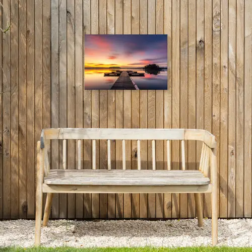 Steiger - Zonsondergang - Water - Zee - Reflectie Tuinposter op houten frame 2 cm dik klein -sfeer4