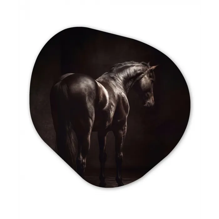Krachtig - Paard - Donker Wandcirkel Organisch Forex 3mm klein -3d