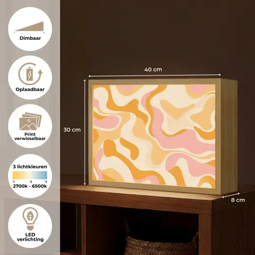 Abstract - Golvend - Oranje Light Box met batterij (Wandlamp) middel -USP_websiteoverzichtNL