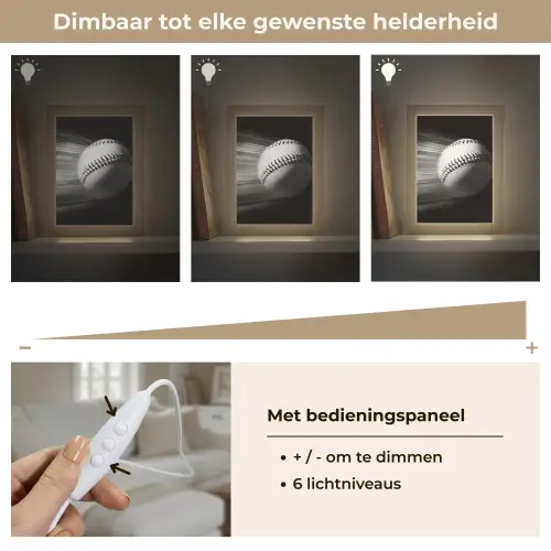 Honkbal - Wit - Vliegt Light Box met kabel (Tafellamp) klein -USP_dimbaarNL