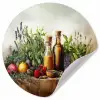 Stilleven - Kruiden - Specerijen - Fruit - Kleurrijk Wandcirkel behangsticker klein -3d