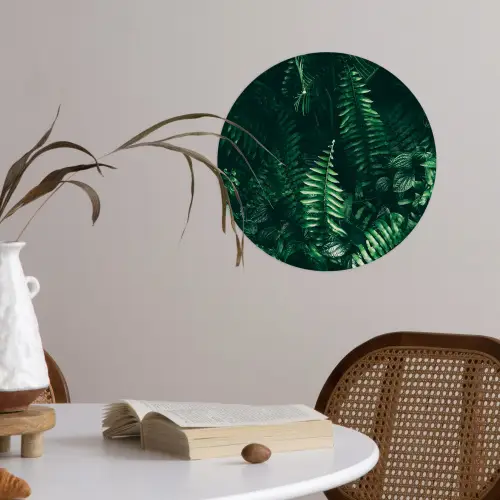 Bladeren - Jungle - Natuur - Tropisch - Planten Wandcirkel behangsticker klein -sfeer3