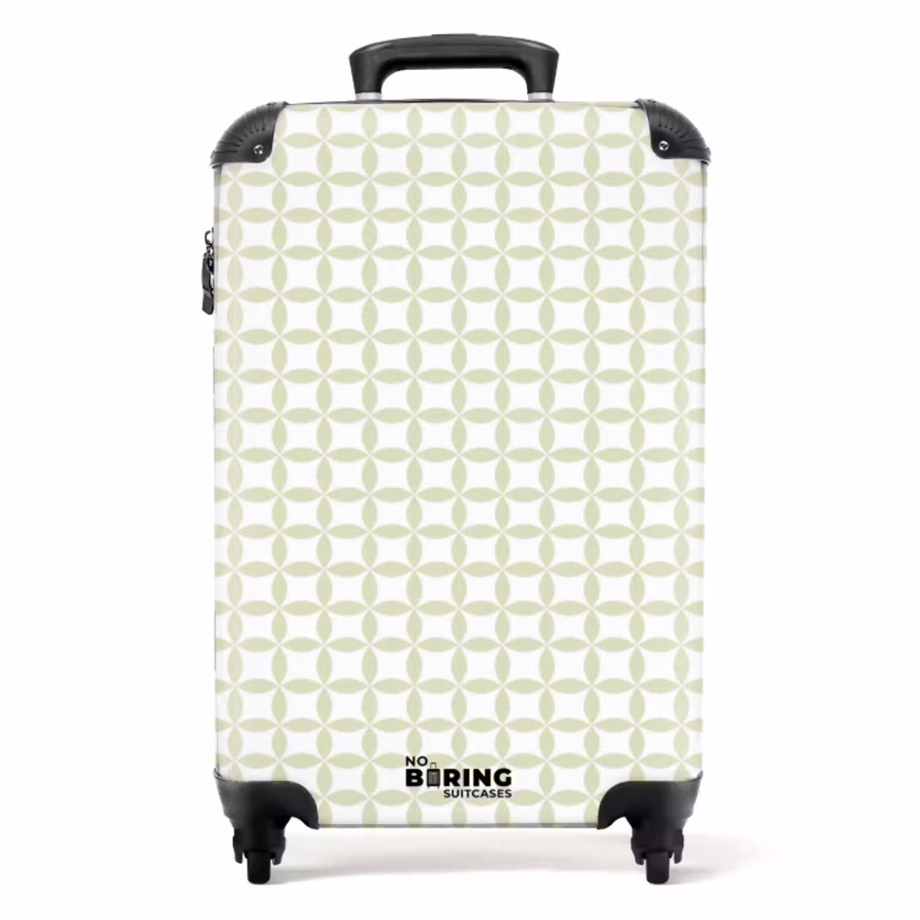 Saliegroen - Geometrisch - Cirkels - Patroon NBS - Handbagage koffer - Volwassenen Unisex middel -productfoto_recht