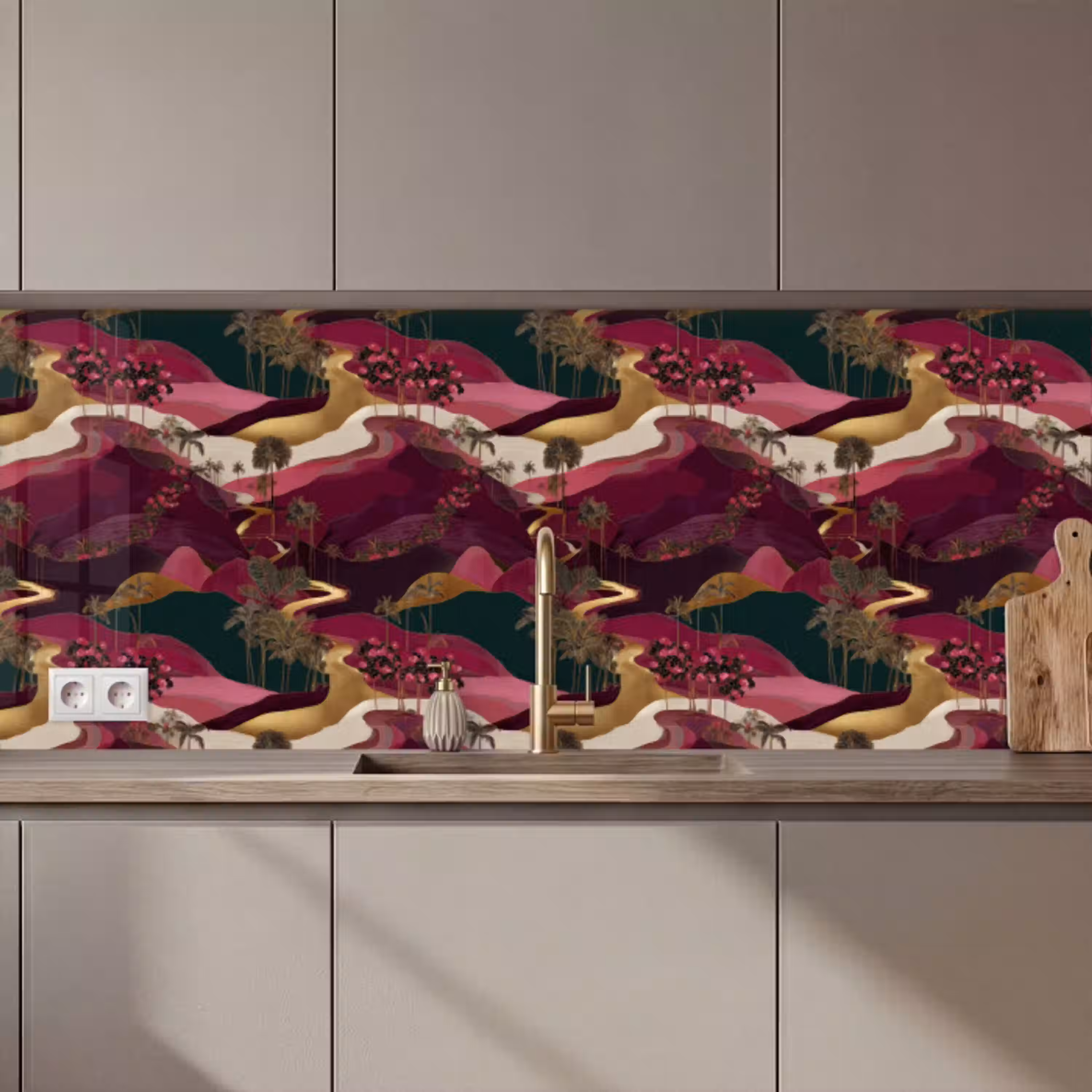 Magisch - Palmbomen - Goud keuken achterwand 2 middel 871 zz_3dshopping