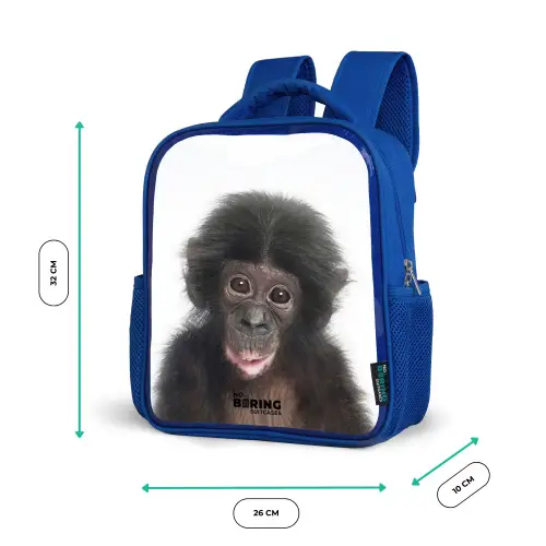 Charlie Chimp Kinderrugzak - Blauw middel -productfoto_formaten