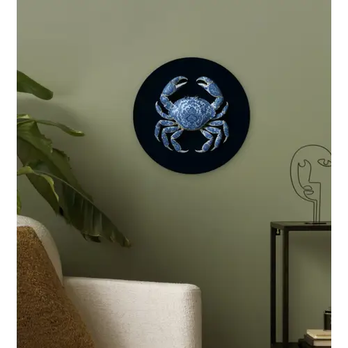 Krab - Delfts blauw - Dieren Wandcirkel plexiglas klein -sfeer3