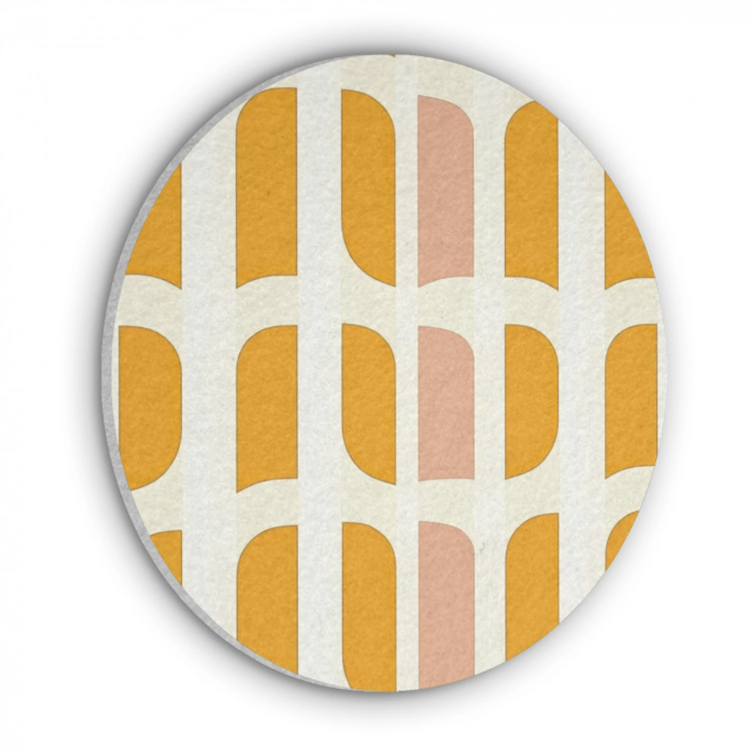 Geometrisch - Patroon - Geel - Roze Akoestische PET Vilt - Rond klein 838 -3d