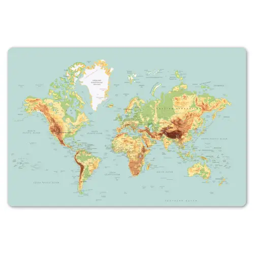 Wereldkaart - Realistisch - Blauw Placemat vinyl groot -zzsfeer1_Kitchenyeah-website