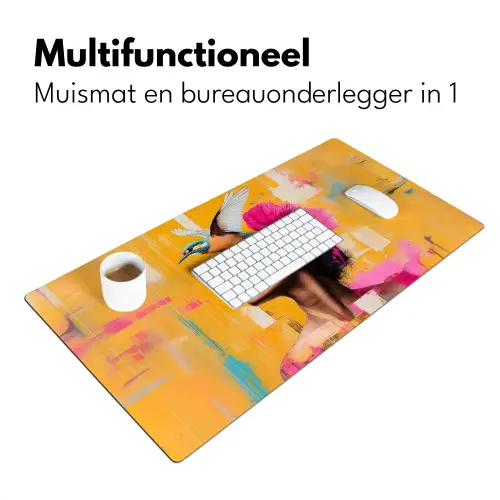 Vogel - Vrouw - Abstract - Bloem Muismat XXL klein -sfeer4