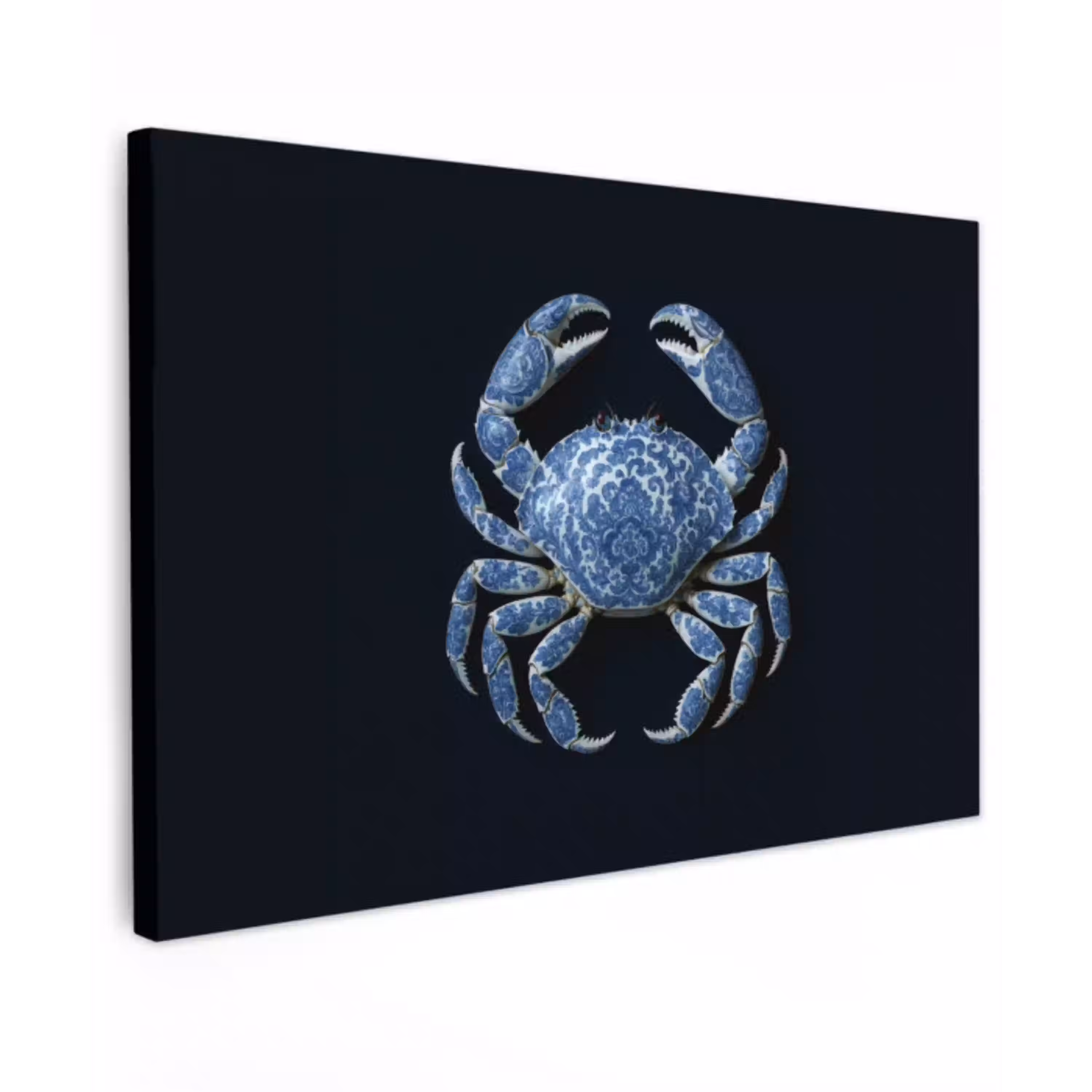 Krab - Delfts blauw - Dieren canvas 2cm klein -z3d