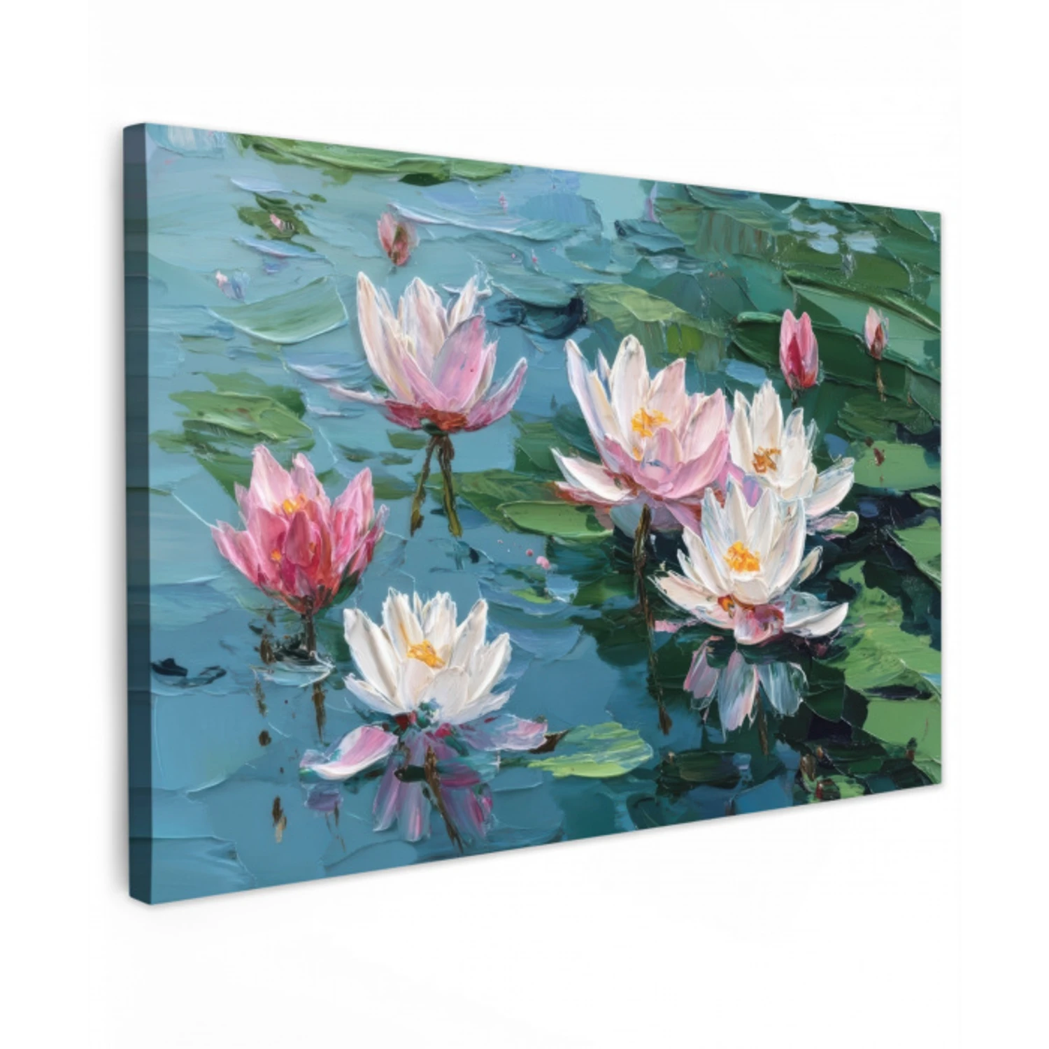 Waterlelies - Bloemen - Roze - Water canvas 2cm klein -z3d