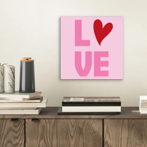 Love - Roze - Hart - Valentijn aluminium wit klein -sfeer1
