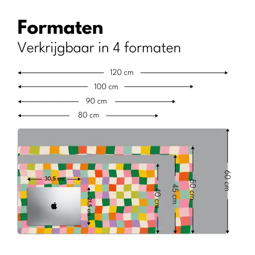 Vierkanten - Kleurrijk - Golvend Muismat XXL klein -sfeer5