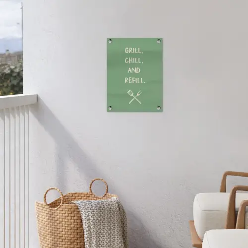 Grill - Groen - Zomer - Quote tuinposter los doek klein -sfeer8
