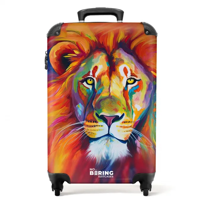 Kleurrijke leeuw in olieverf NBS - Handbagage koffer - Unisex middel -productfoto_recht