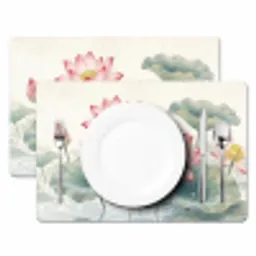 Aquarel - Lotusbloemen - Kleurrijk Placemat vinyl groot -zzsfeer2_Kitchenyeah-website