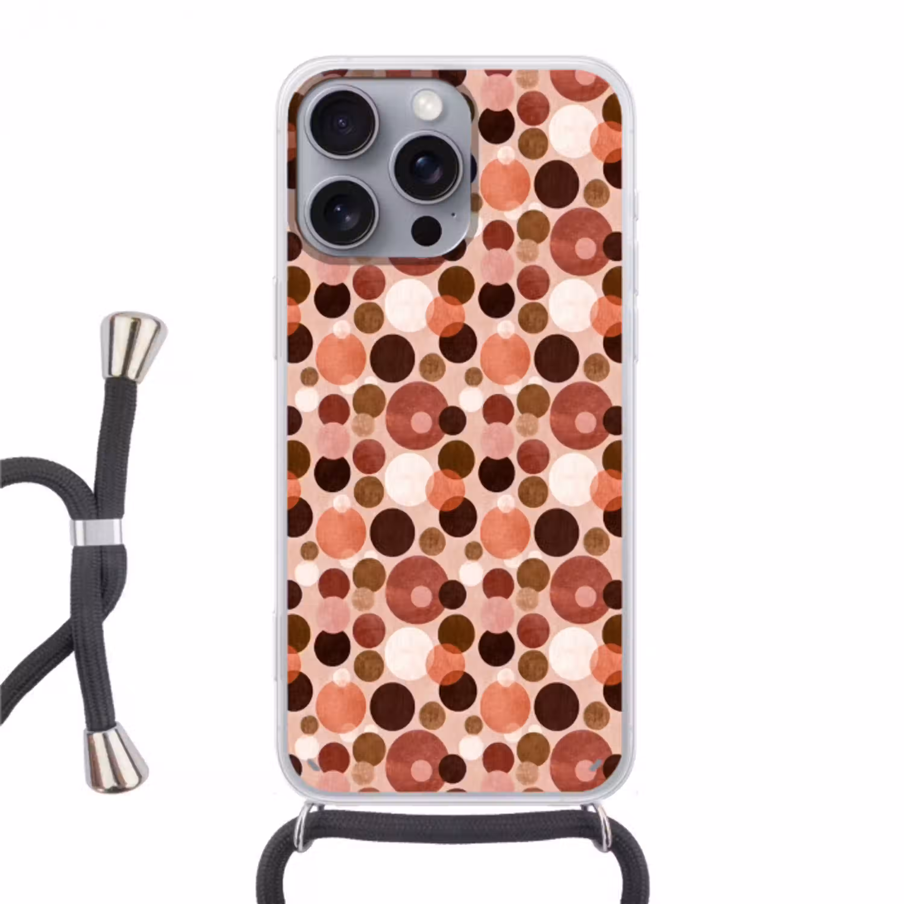 Cirkels - Modern - Kleurrijk Hoesje iPhone 16 Pro Max met koord klein 804 -3d