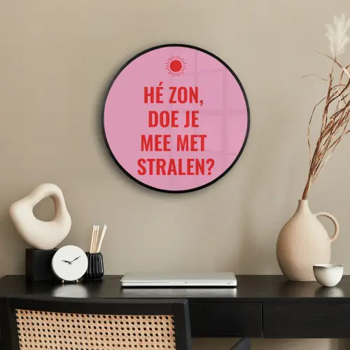 Roze - Zon - Quote Fotolijst rond zonder passe partout klein -sfeer1