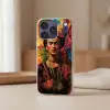 Vrouw - Bloemen - Papegaai - Schilderachtig Telefoonhoesje iPhone 17 Pro klein -sfeer2