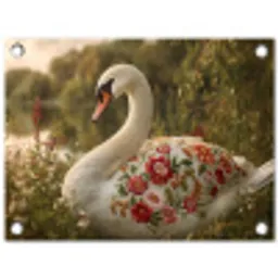 Zwaan - Bloemen - Natuur tuinposter los doek klein -3d