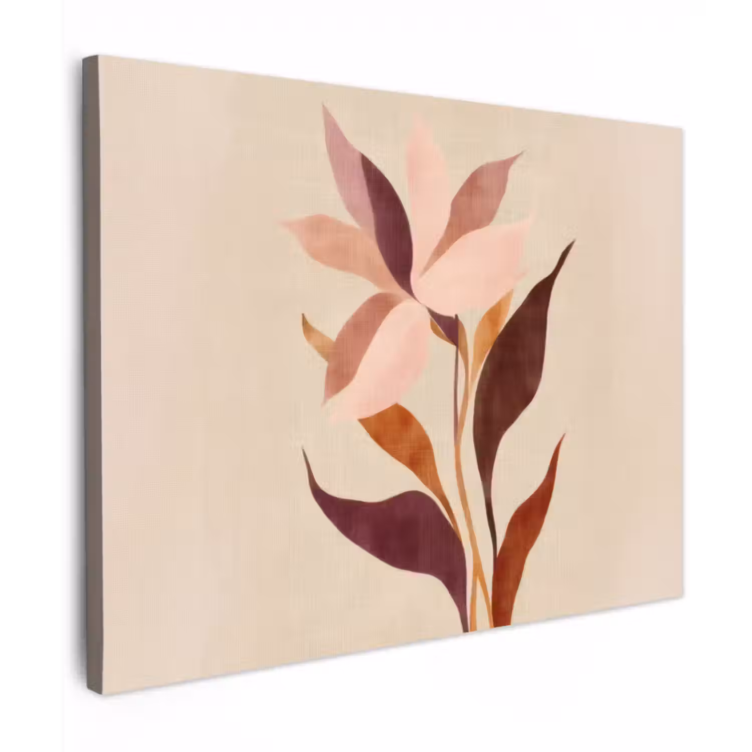 Canvas schilderij - Bloemen - Blaadjes - Minimalistisch - Roze