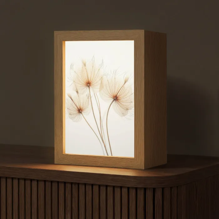 Zonlicht - Paardenbloemen - Natuur - Botanisch Light Box met kabel (Tafellamp) klein -z3d_website