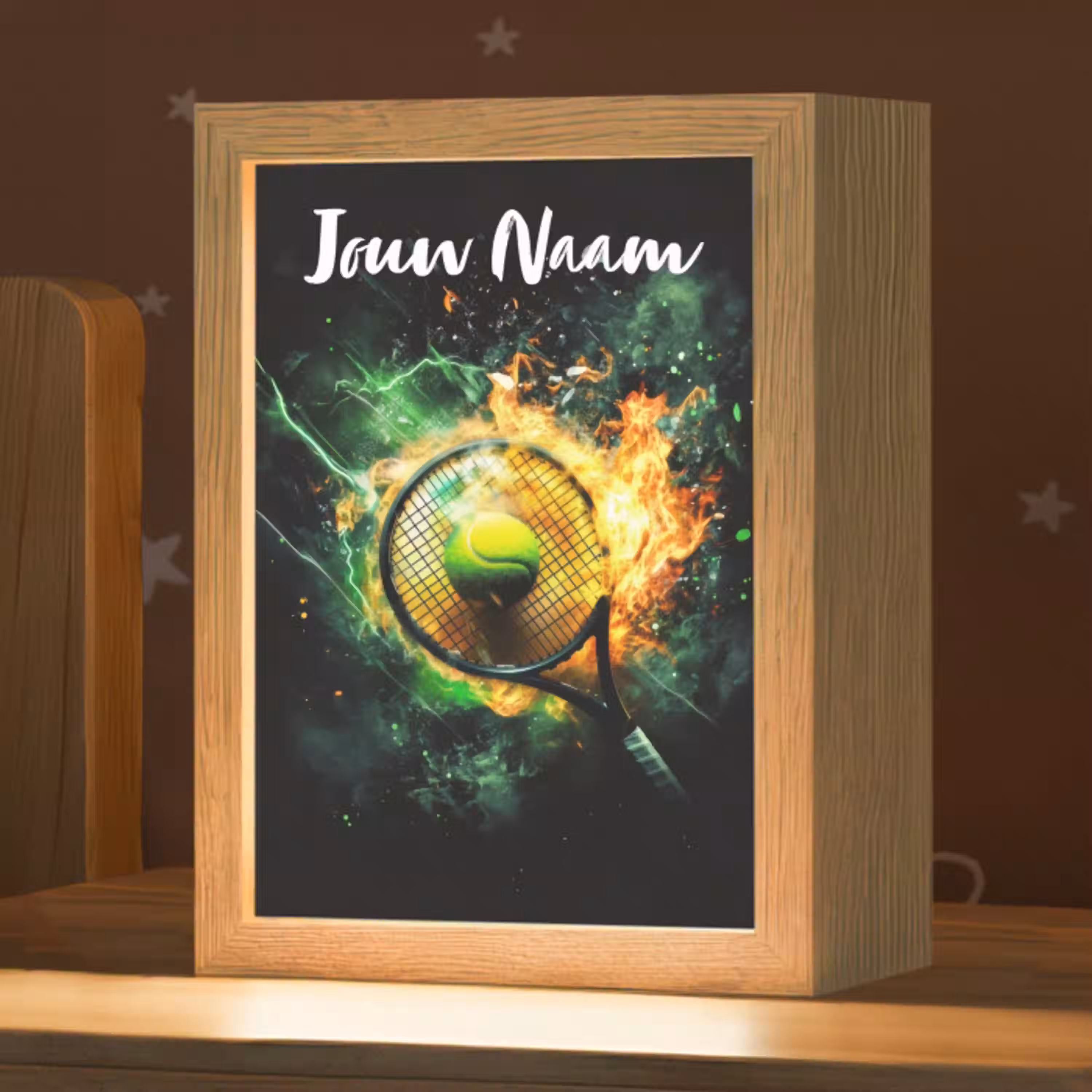 Tennis - Racket - Vuur - Groen Light Box met kabel (Kinderlampje) klein -zzz_3d_website