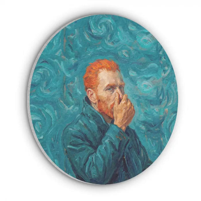Portret - Klassiek - Blauw Akoestische PET Vilt - Rond klein -3d