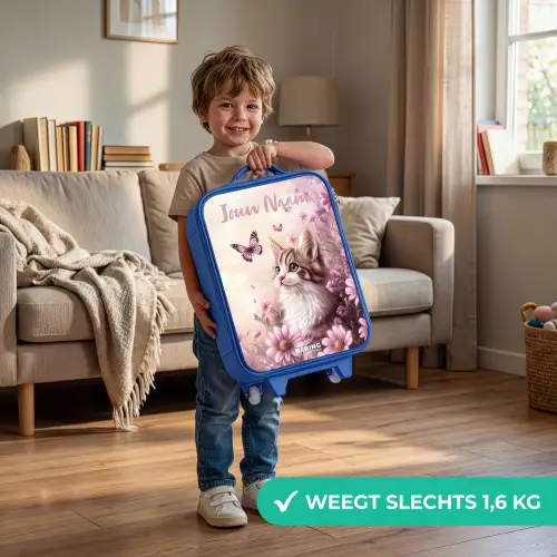 Kitten - Vlinders - Paars - Bloemen Kinderkoffer - Blauw klein -sfeer2_NL