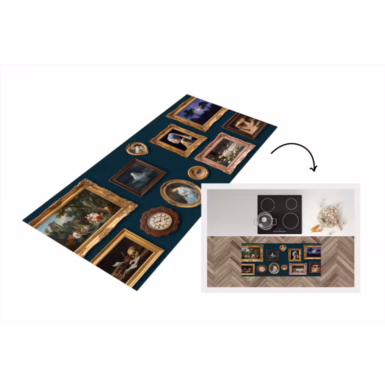 Küchenläufer - Kunst – Gemälde – Dekoration – Klassisch – Grün