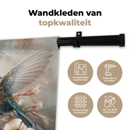 Kolibrie - Vogels - Bloemen - Natuur Wandkleed katoen klein -sfeer2